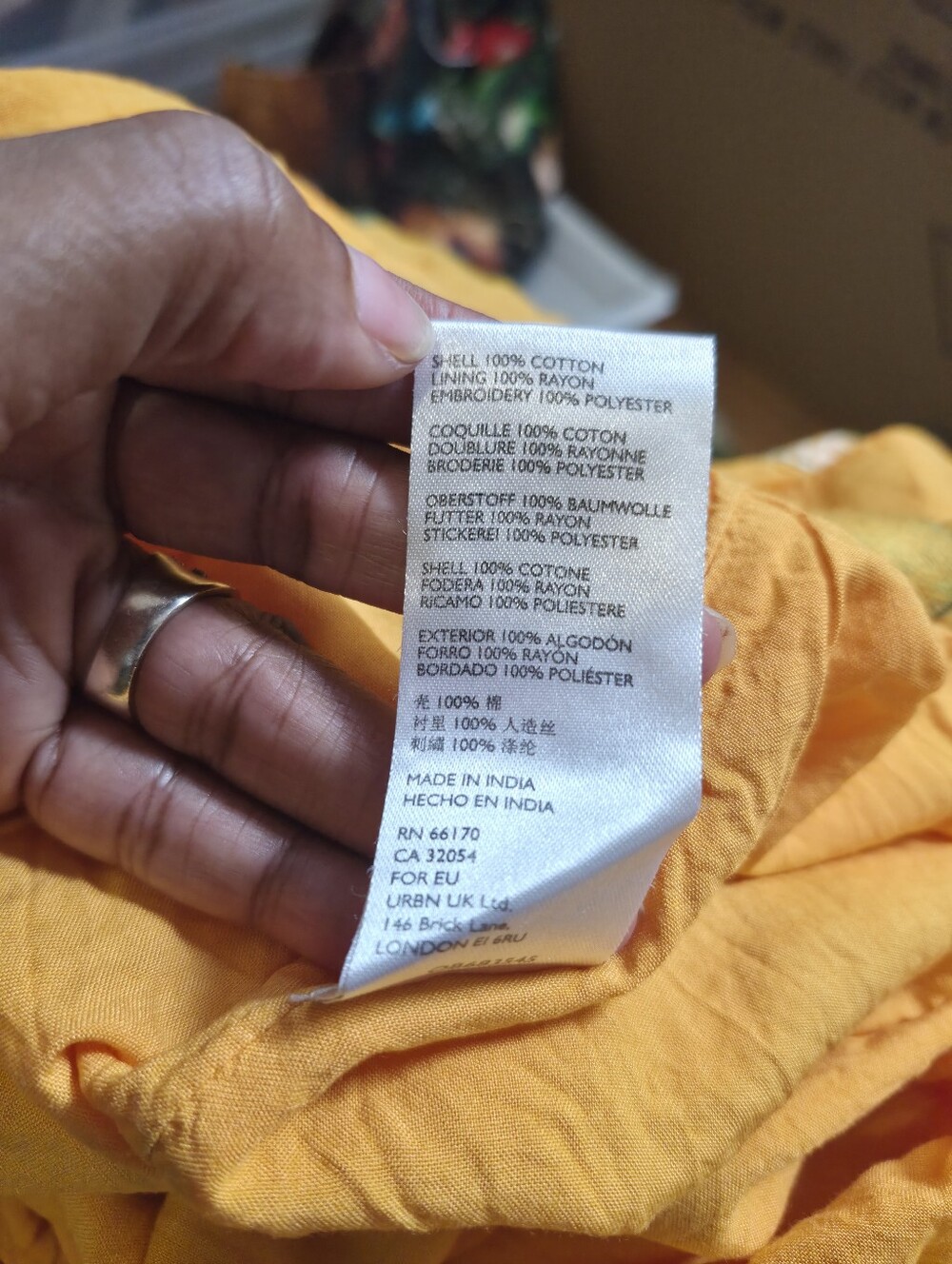 Anthropologie Yellow Embroidered Floral Cotton Shift Dress Women's Boho Size 6 - Picture 5 of 5